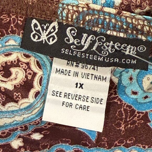 NWT VTG Y2K Self Esteem Babydoll Brown Blue Top Fairy Butterfly Womens Size 1X - Picture 7 of 10